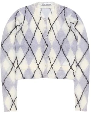 Acne Studios Diamond-Pattern Mohair Cardigan - White