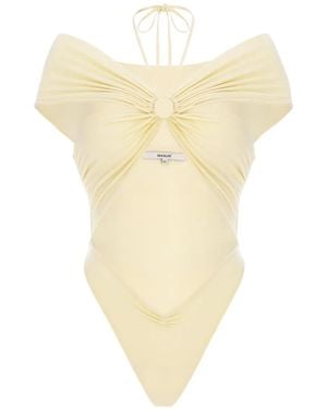 MANURI Eleni Cut-Out Off-Shoulder Bodysuit - White