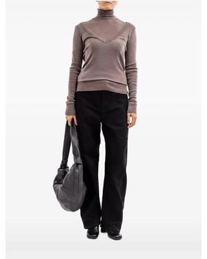Lemaire V-Neck Layered-Detail Sweater - Black