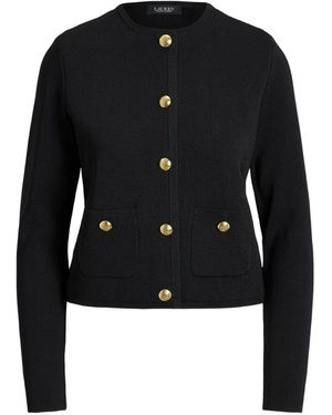 Ralph Lauren Crew-Neck Long-Sleeve Cardigan - Black