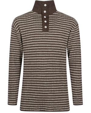 NAMACHEKO Pull Rayé À Col Montant - Grey
