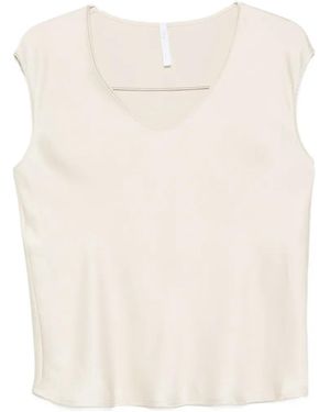 Imperial V-Neck Sleeveless Blouse - White