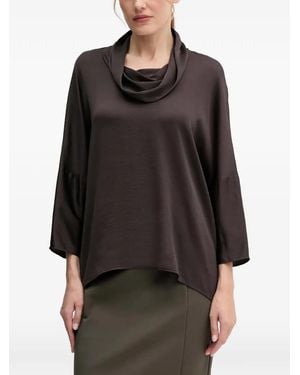 Joseph Ribkoff Cowl Neck Button Blouse - Black