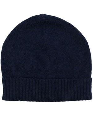 Liska Ribbed-Edge Beanie Hat - Blue