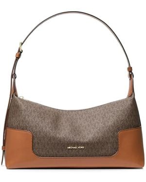 Michael Kors Teddi Medium Slouchy Shoulder Bag With Signature Logo - Brown