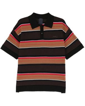 Juun.J Striped Short-Sleeve Polo Shirt - Black