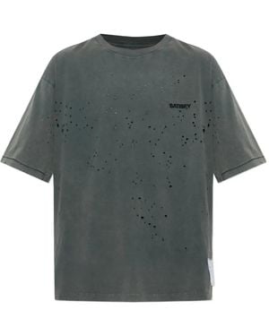 Satisfy Mothtech Distressed Logo-Print T-Shirt - Gray