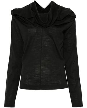 MM6 by Maison Martin Margiela Hooded Long-Sleeve Jumper - Black