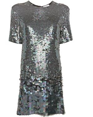 P.A.R.O.S.H. Sequinned Mini Shirt Dress - Grey