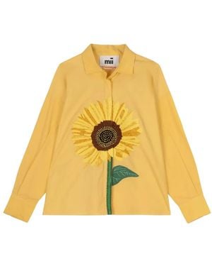 Mii Camisa Greta Con Girasol Bordado - Amarillo