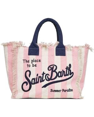MC2 Saint Barth Regular Vanity Vertical-Stripes Tote Bag - Pink