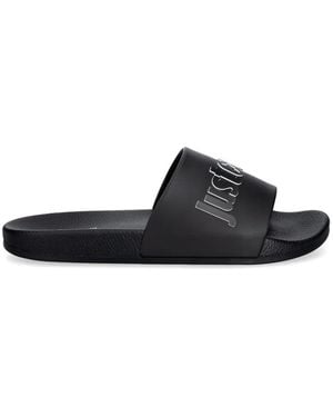 Just Cavalli Logo-Embossed Slides - Black