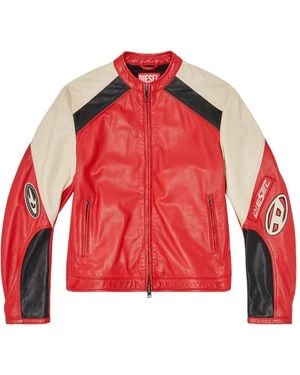 DIESEL Biker Leather Jacket - Red