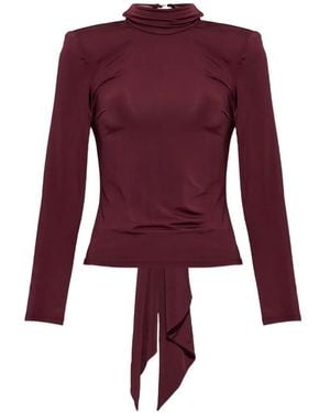 ROTATE BIRGER CHRISTENSEN Open-Back Draped-Detail Top - Purple