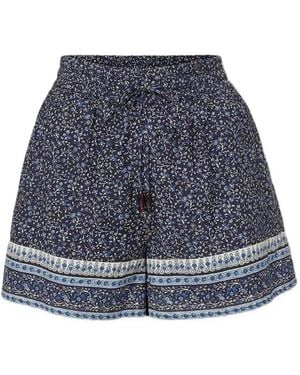 Veronica Beard Vilvaldi Floral-Print Drawstring Shorts - Blue