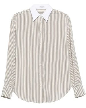 Brunello Cucinelli Striped Silk Shirt - White
