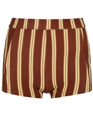 Damson Madder Trudi Stripe-Pattern Shorts - Brown