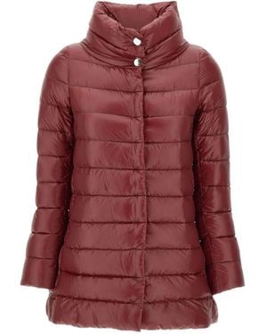 Herno Quilted High-Neck Coat - Red