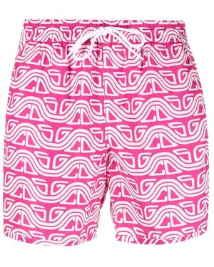 Gcds Abstract-Print Swim Shorts - Pink