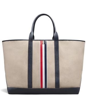 Thom Browne Rwb Stripe Oversized Tool Tote - White
