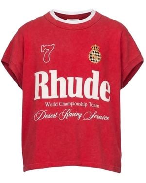 Rhude Camiseta Desert Racing Con Abertura - Rojo