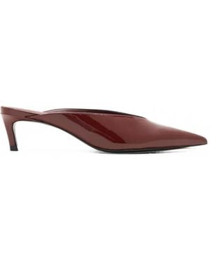 SCHUTZ SHOES Loren Pointed-Toe Patent-Finish Mules - Brown