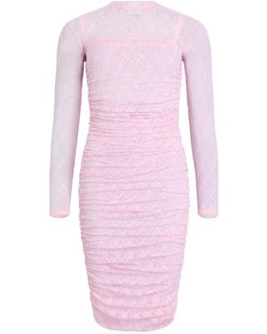 Patou Lace Ruched Midi Dress - Pink