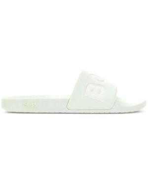 BOSS Sandali Slides Con Logo - Bianco