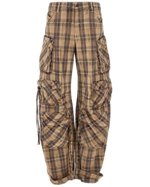 The Attico Checked Multi-Pocket Trousers - Natural