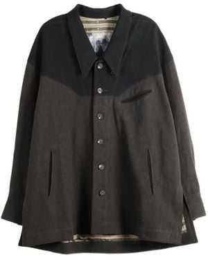 Ziggy Chen Panelled Button-Up Jacket - Black
