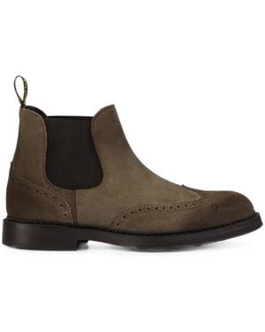 Doucal's Brogue-Detail Suede Boots - Brown