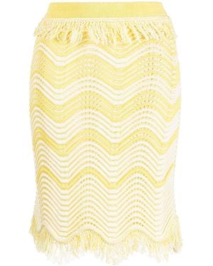 Genny Fringe-Detail Knitted Skirt - Yellow