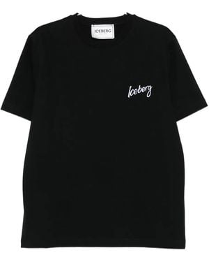 Iceberg Logo Crew-Neck T-Shirt - Black