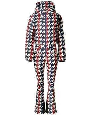 Perfect Moment Polar Flare Patterned Ski Suit - White