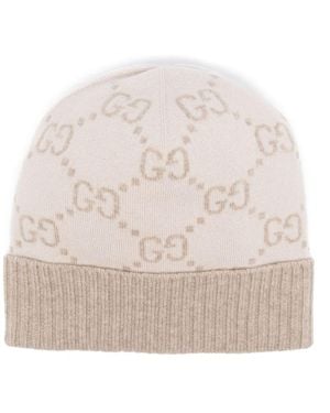 Gucci Gg-Jacquard Cashmere Beanie - Natural