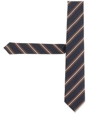 BOSS Silk-Blend Tie With Diagonal Stripes - White