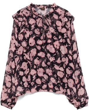 BOSS Floral-Print Blouse - Purple