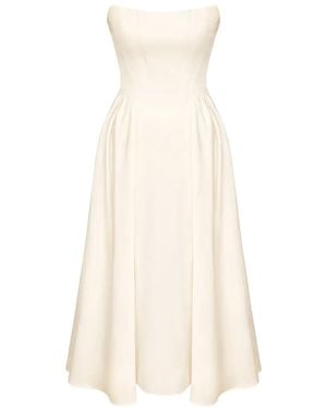 POST MERIDIEM Corset-Bodice Midi Dress - Natural