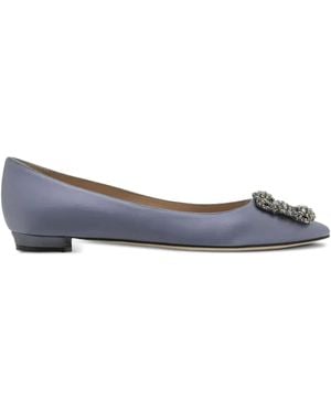 Manolo Blahnik Ballerine Con Decorazione Di Cristalli - Blu