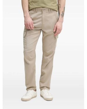 Aeronautica Militare Logo-Embroidered Cargo Trousers - Natural