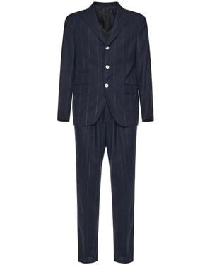 Eleventy Single-Breasted Pinstripe Suits - Blue