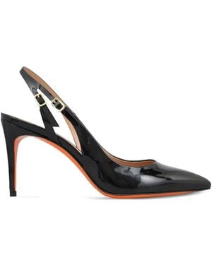 Santoni スリングバック レザーパンプス - ブラック