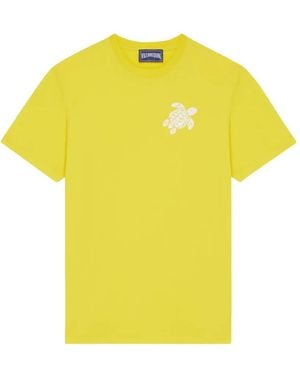 Vilebrequin Turtle-Embroidery Crew-Neck T-Shirt - Yellow