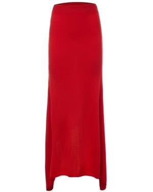 Monse Asymmetric Ribbed-Knit Maxi Skirt - Red