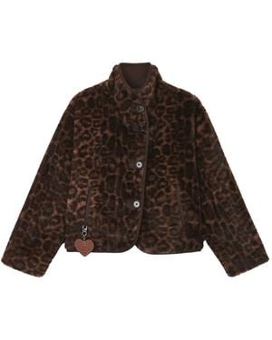 Izzue Veste En Fourrure Artificielle À Imprimé Léopard - Brown