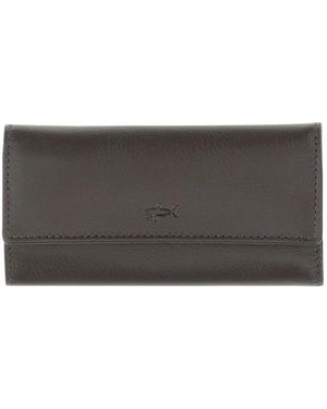 Paul & Shark Leather Key Pouch - Grey