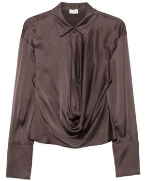 ANDAMANE Langärmelige Lidia Bluse Mit Satin-Finish - Braun