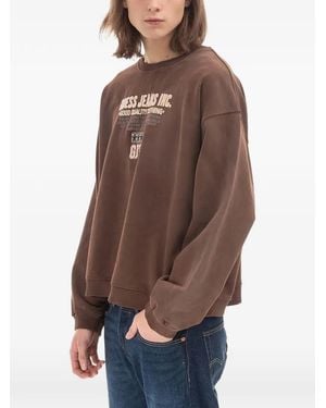 Guess Crew-Neck Sweatshirt - Brown