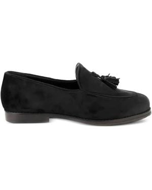 Dotz Tassel-Detail Suede Loafers - Black