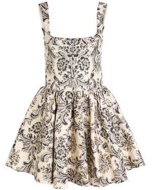 Alice + Olivia Guinevere Bustier Floral-Jacquard Woven Mini Dress - White